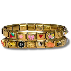 BUNDLE Feminine & Vintage Italian Charm Bracelet Golden READY TO WEAR (2 Pack)